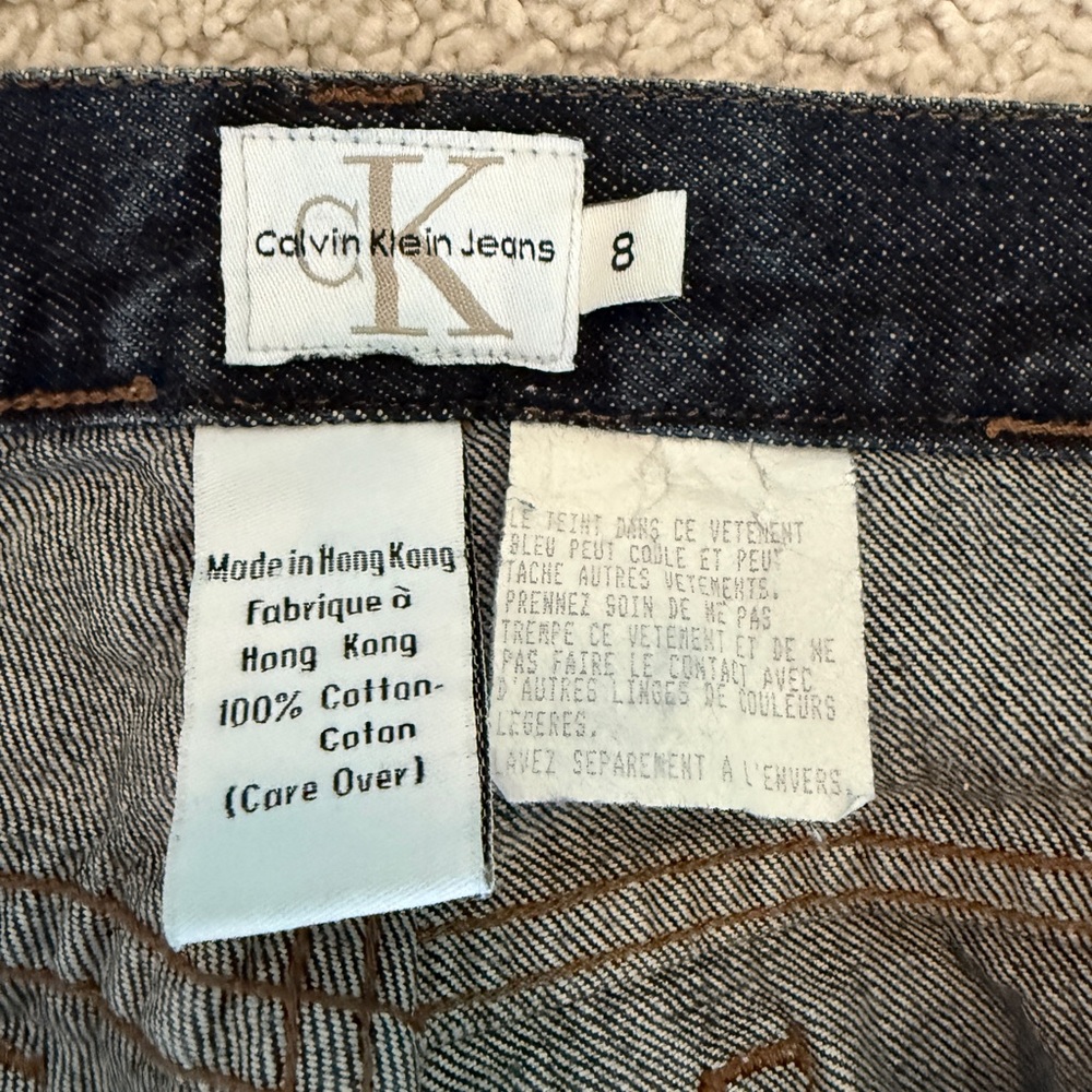 Vintage Calvin Klein 80s 90s High Waisted Dark Washed Rolled Cuff Jeans Size 8 - Picture 4 of 7